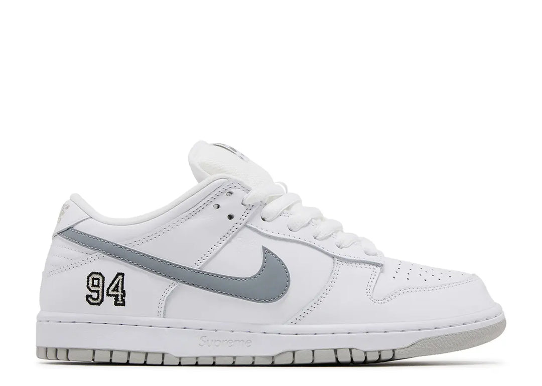 Nike SB Dunk Low Supreme 94 White Metallic Silver