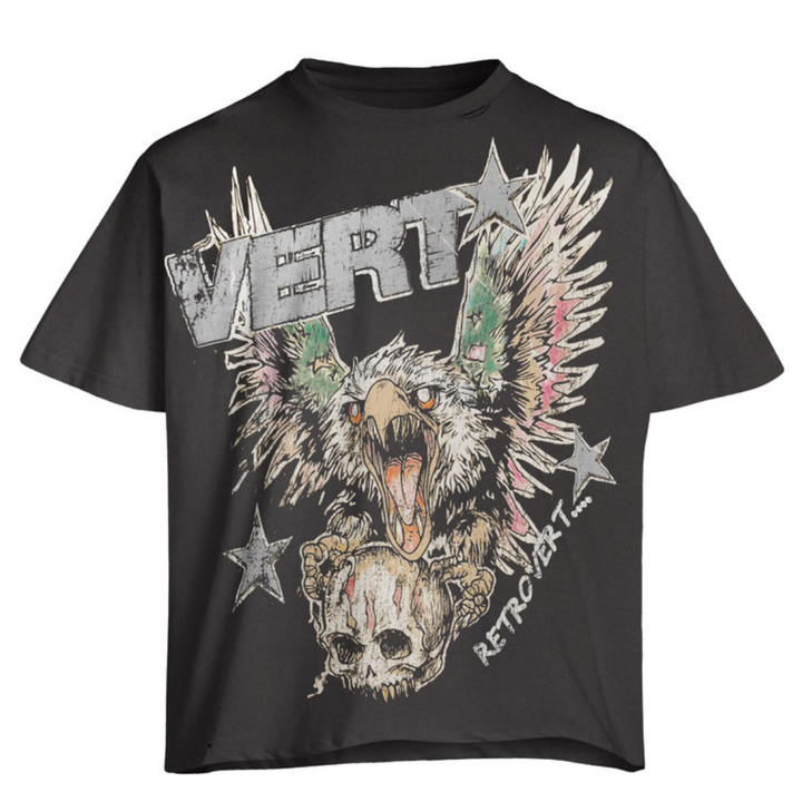 RETROVERT GREY FALCON SKULL T-SHIRT