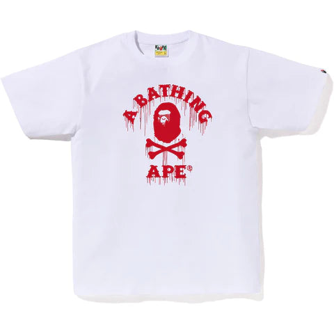 BAPE Drip Ape Crossbone College Tee White
