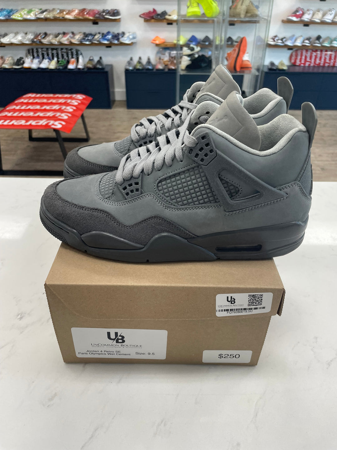 Jordan 4 Retro SE Paris Olympics Wet Cement- Worn