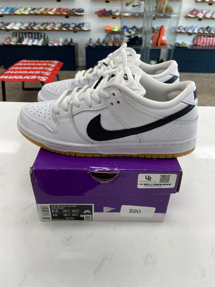 Nike SB Dunk Low Pro White Gum- Worn