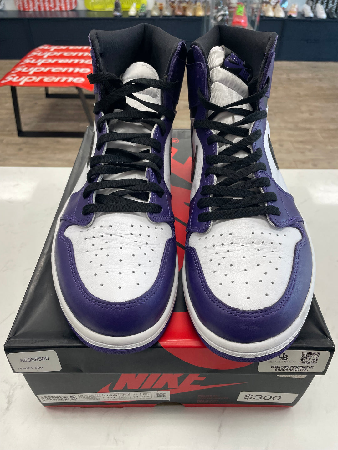 Jordan 1 Retro High Court Purple White- Worn