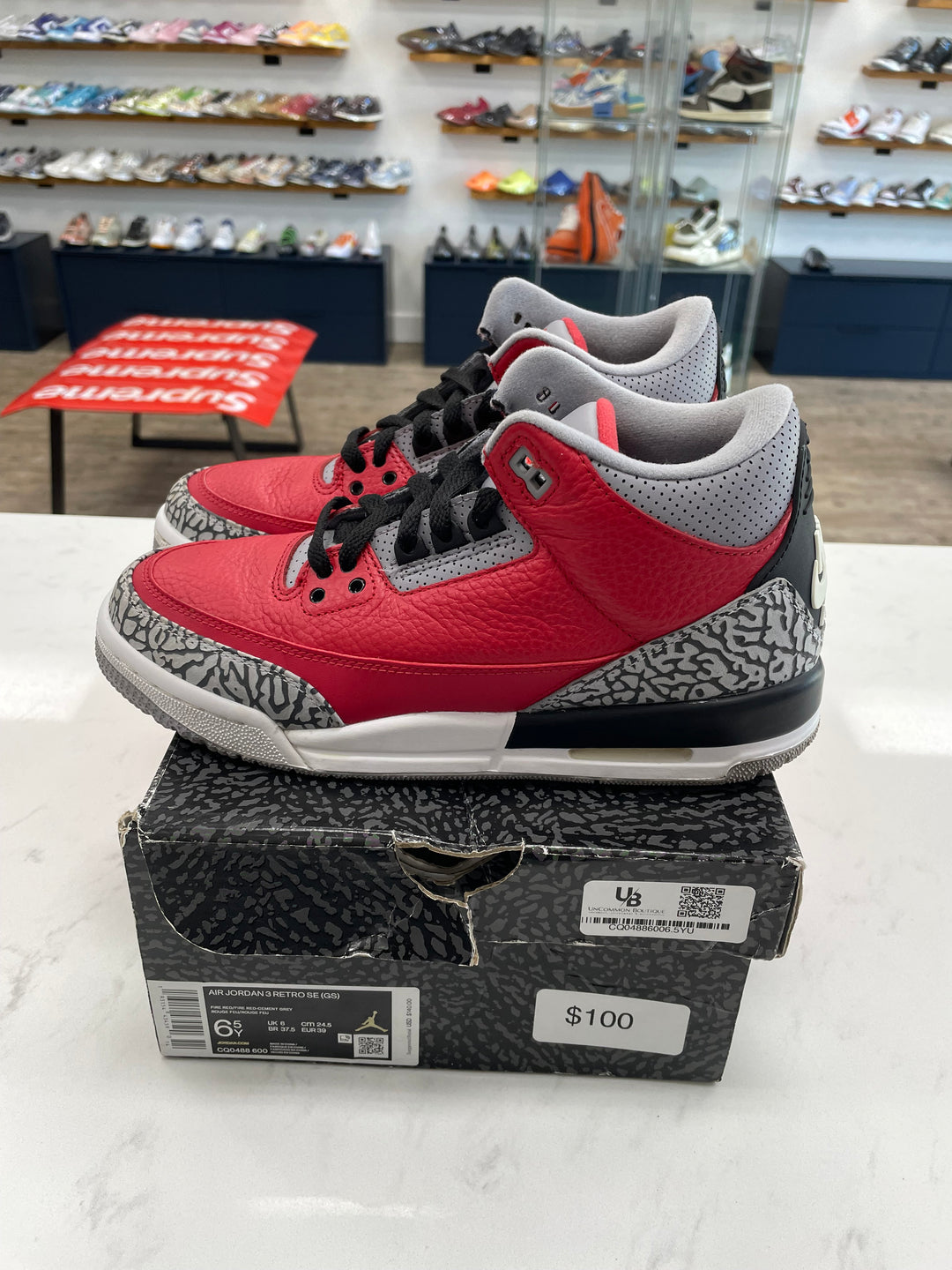Jordan 3 Retro SE Fire Red (GS)- Worn