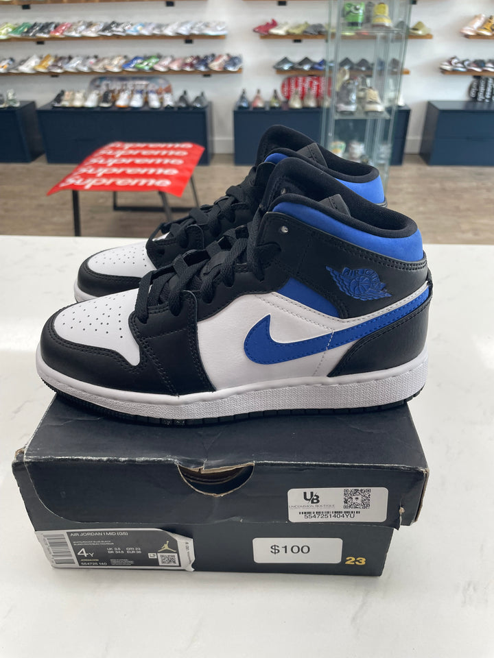 Jordan 1 Mid White Black Racer Blue (GS)- Worn