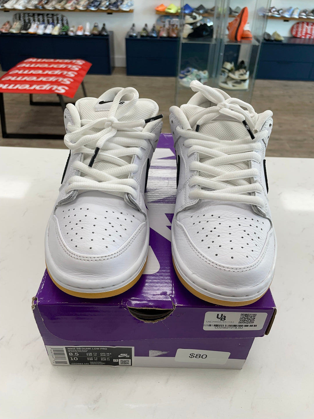 Nike SB Dunk Low Pro White Gum- Worn