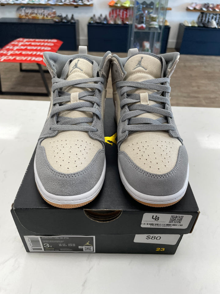 Jordan 1 Mid SE Coconut Milk Particle Grey (PS)- Worn