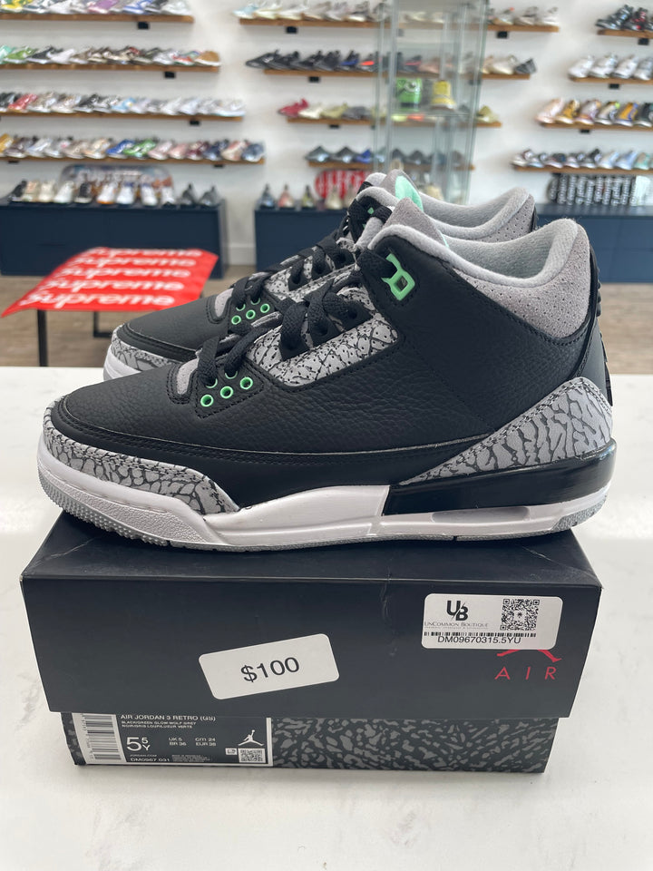 Jordan 3 Retro Green Glow (GS)- Worn