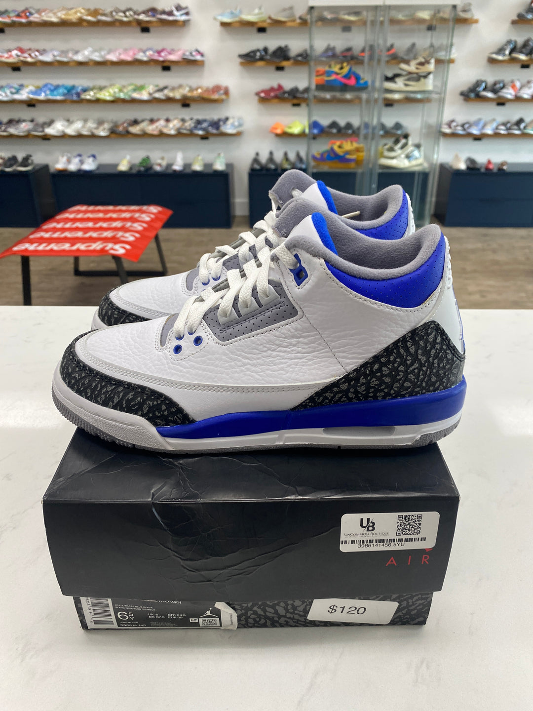 Jordan 3 Retro Racer Blue (GS)- Worn