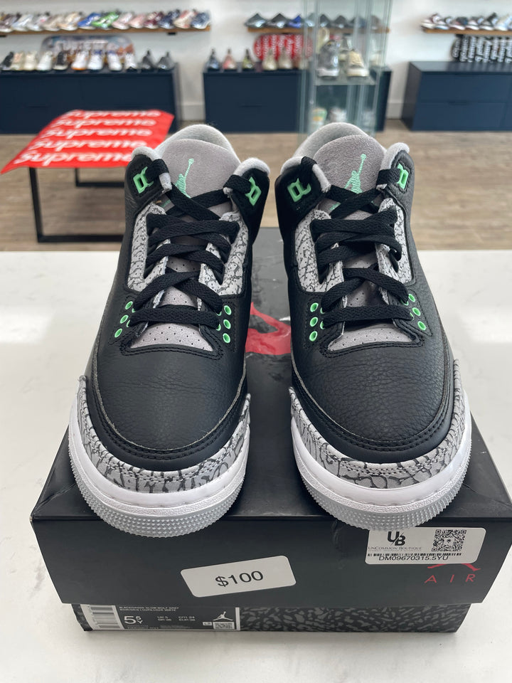 Jordan 3 Retro Green Glow (GS)- Worn