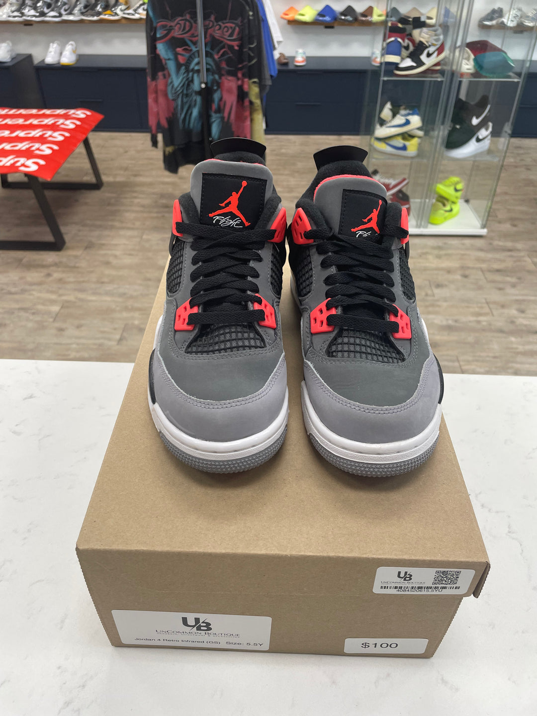 Jordan 4 Retro Infrared (GS) - Worn