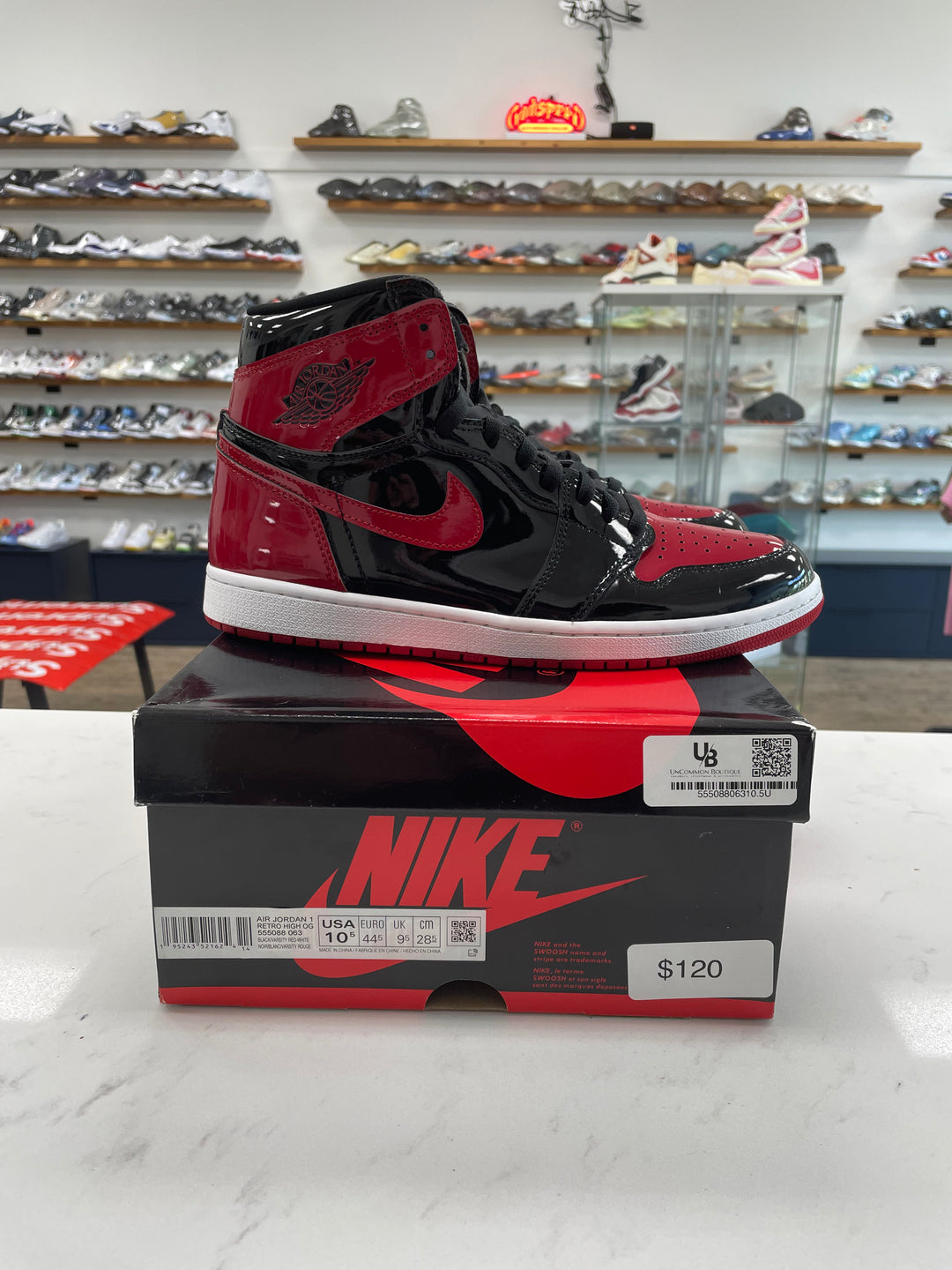Jordan 1 Retro High OG Patent Bred - Worn