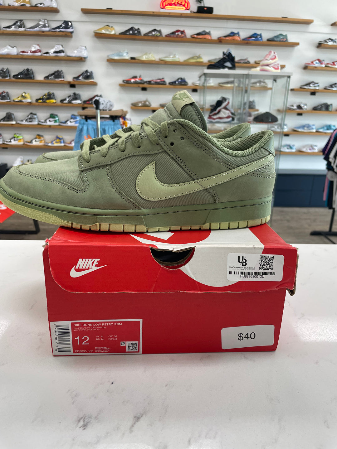 Nike Dunk Low Retro Premium Oil Green Olive Aura - Worn