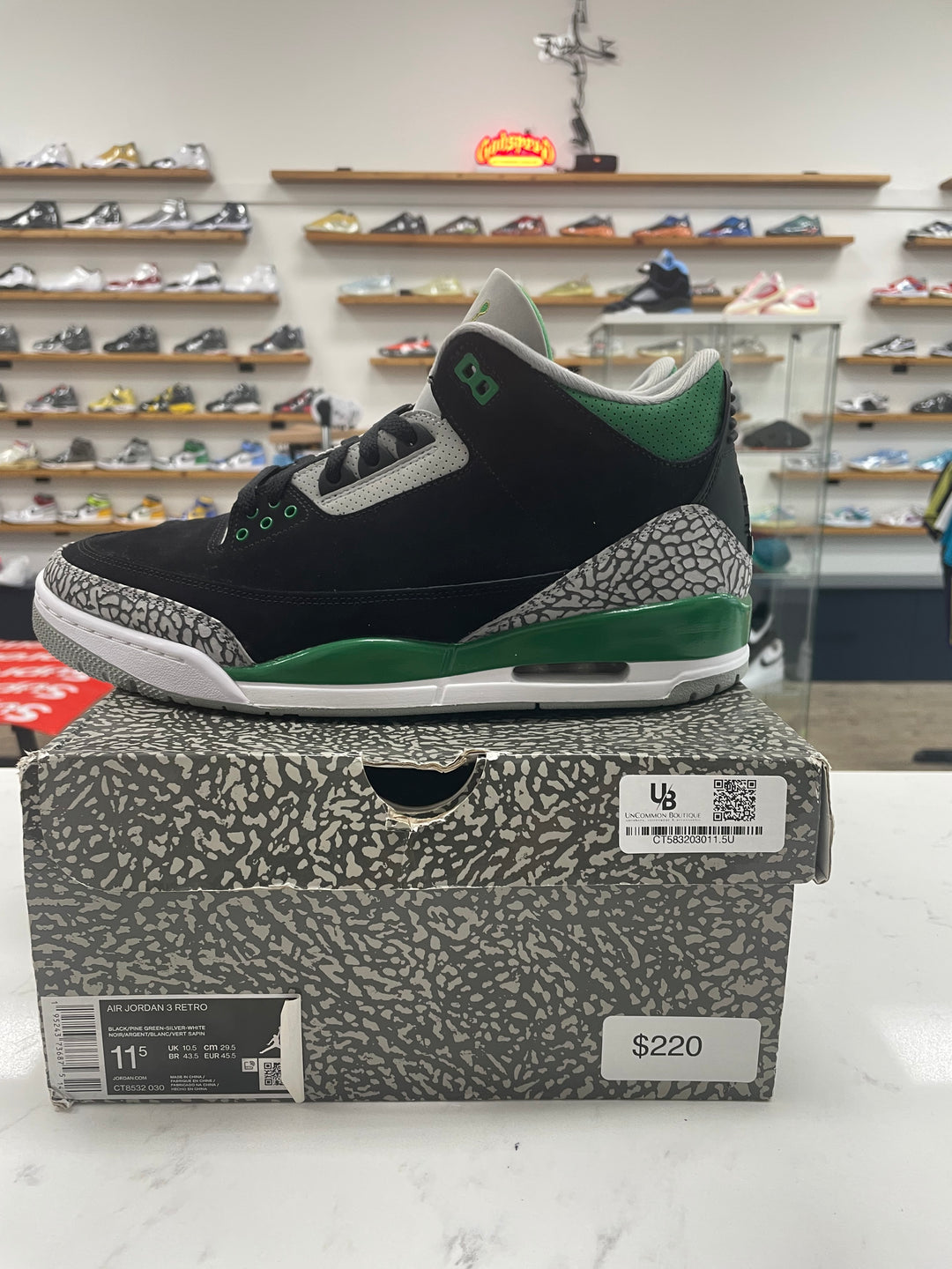 Jordan 3 Retro Pine Green - Worn