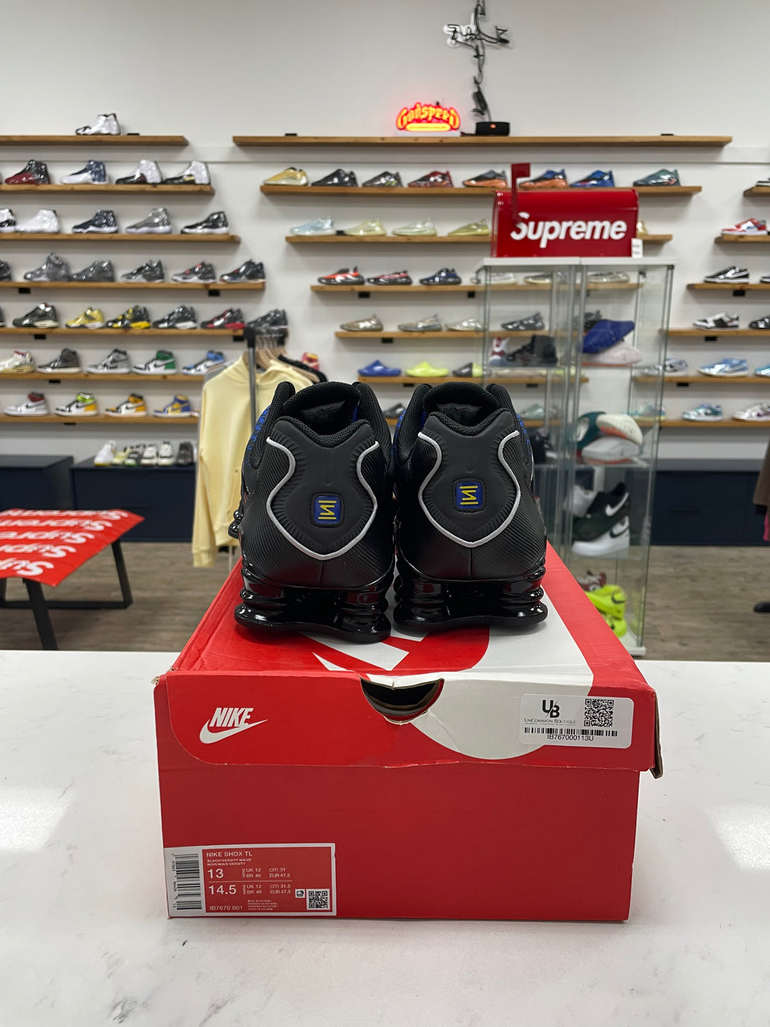 Nike Shox TL Black Lyon Blue Varsity Maize - Worn