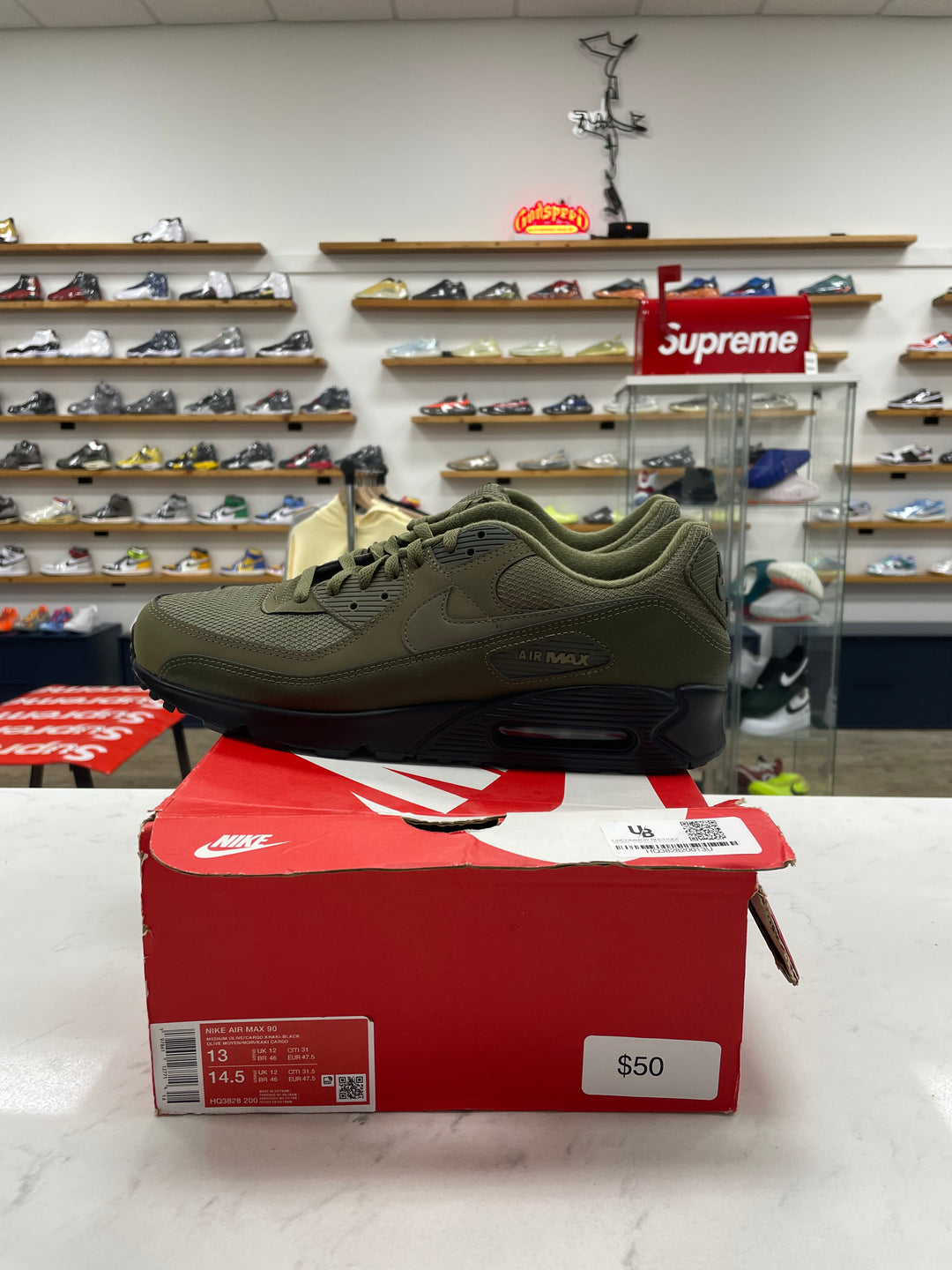 Nike Air Max 90 Reflective Swoosh Medium Olive - Worn