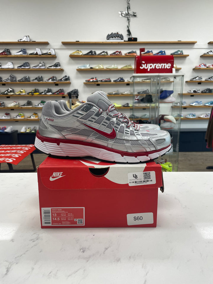 Nike P-6000 Metallic Silver Gym Red - Worn
