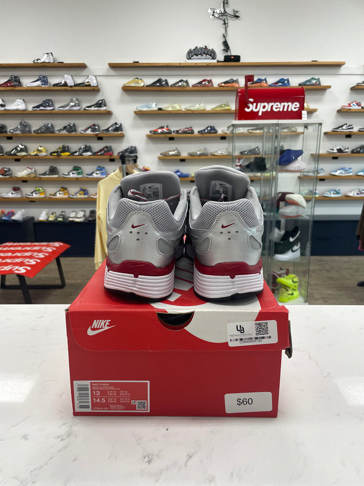 Nike P-6000 Metallic Silver Gym Red - Worn