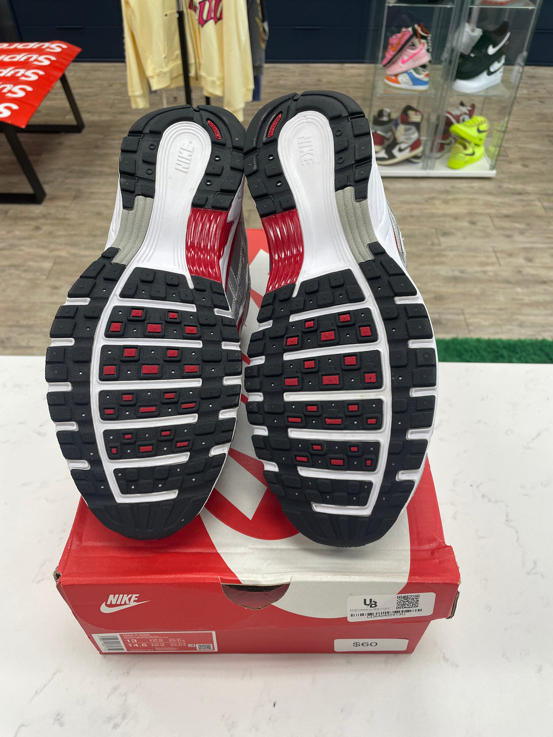 Nike P-6000 Metallic Silver Gym Red - Worn