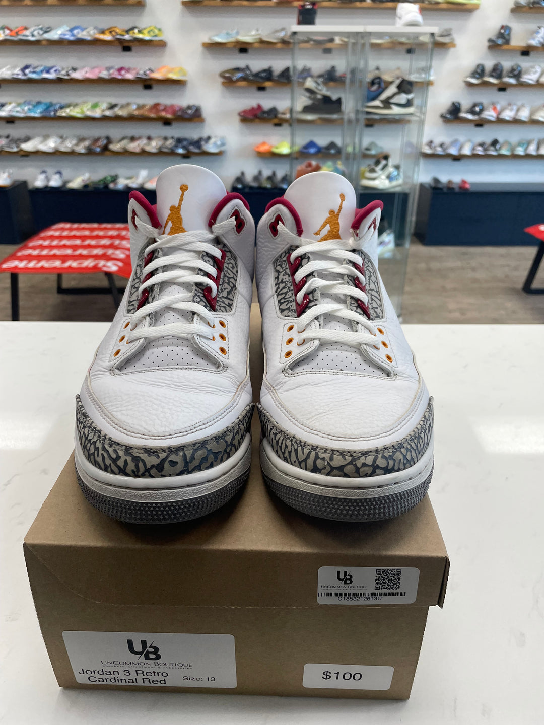 Jordan 3 Retro Cardinal Red- Worn