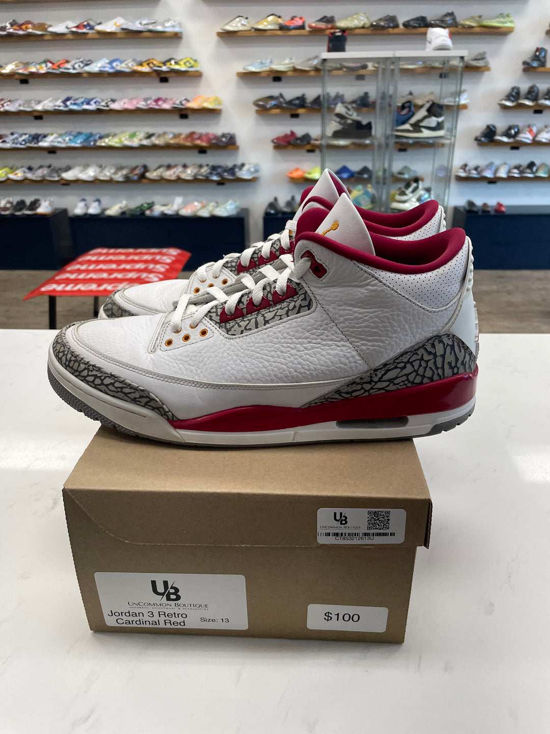 Jordan 3 Retro Cardinal Red- Worn