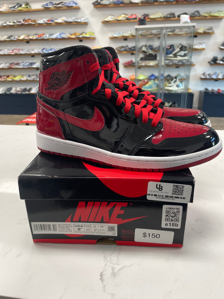 Jordan 1 Retro High OG Patent Bred- Worn