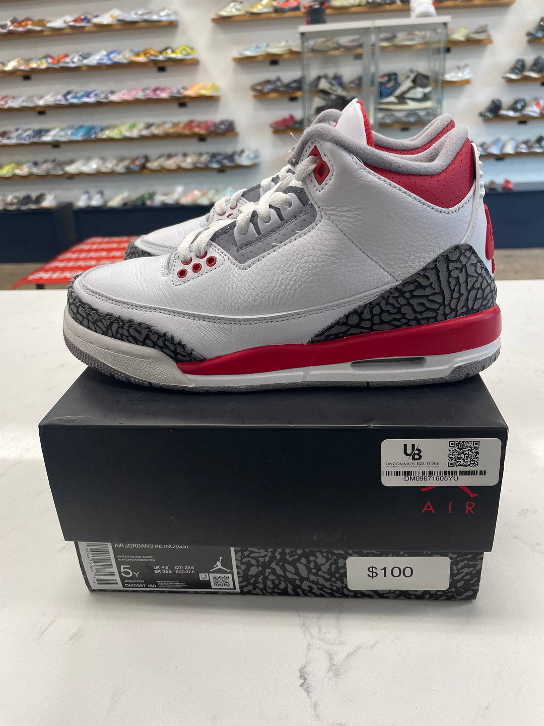 Jordan 3 Retro Fire Red (2022) (GS)- Worn
