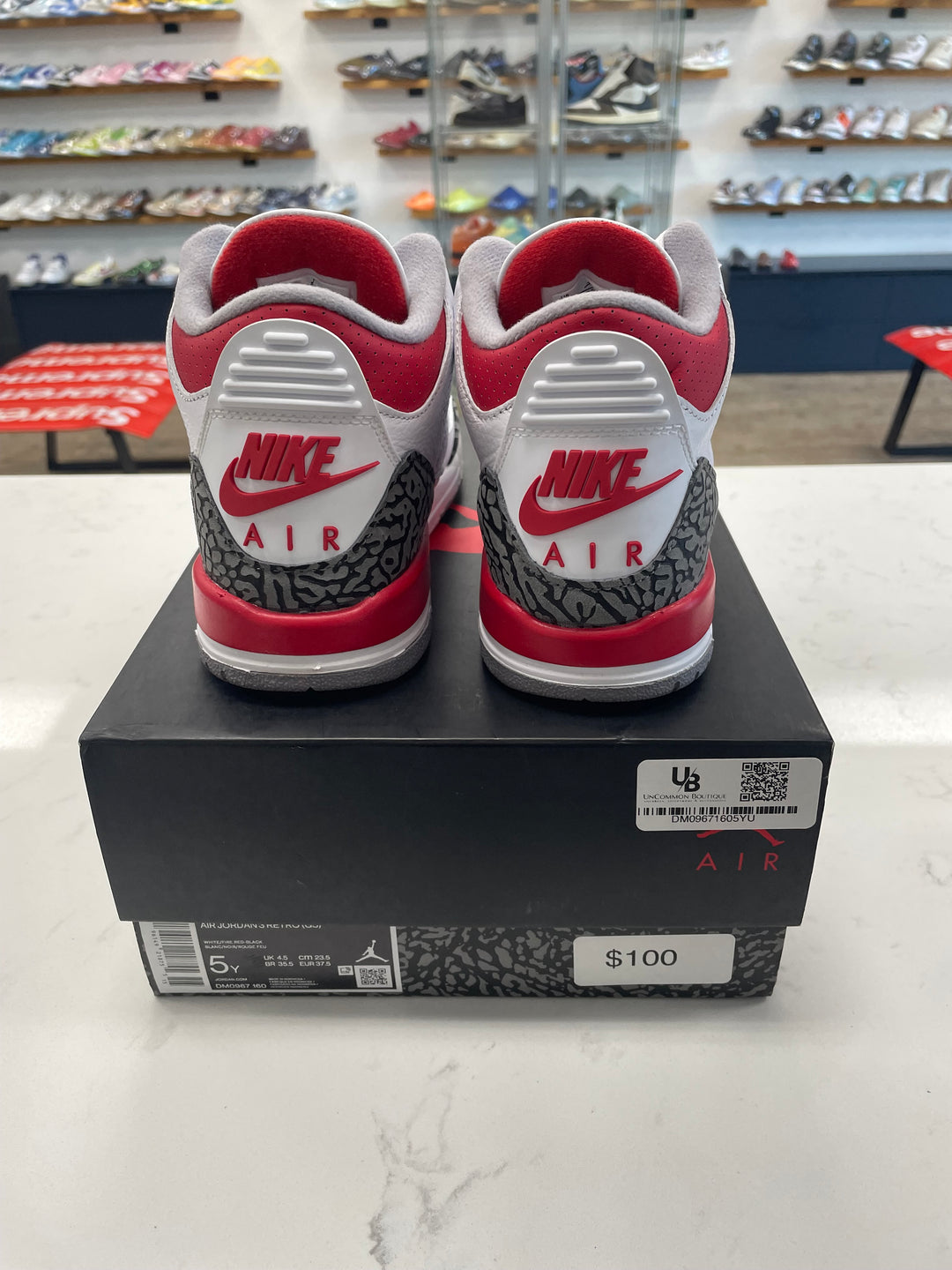 Jordan 3 Retro Fire Red (2022) (GS)- Worn