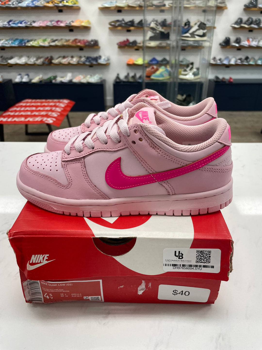 Nike Dunk Low Triple Pink (GS) - Worn