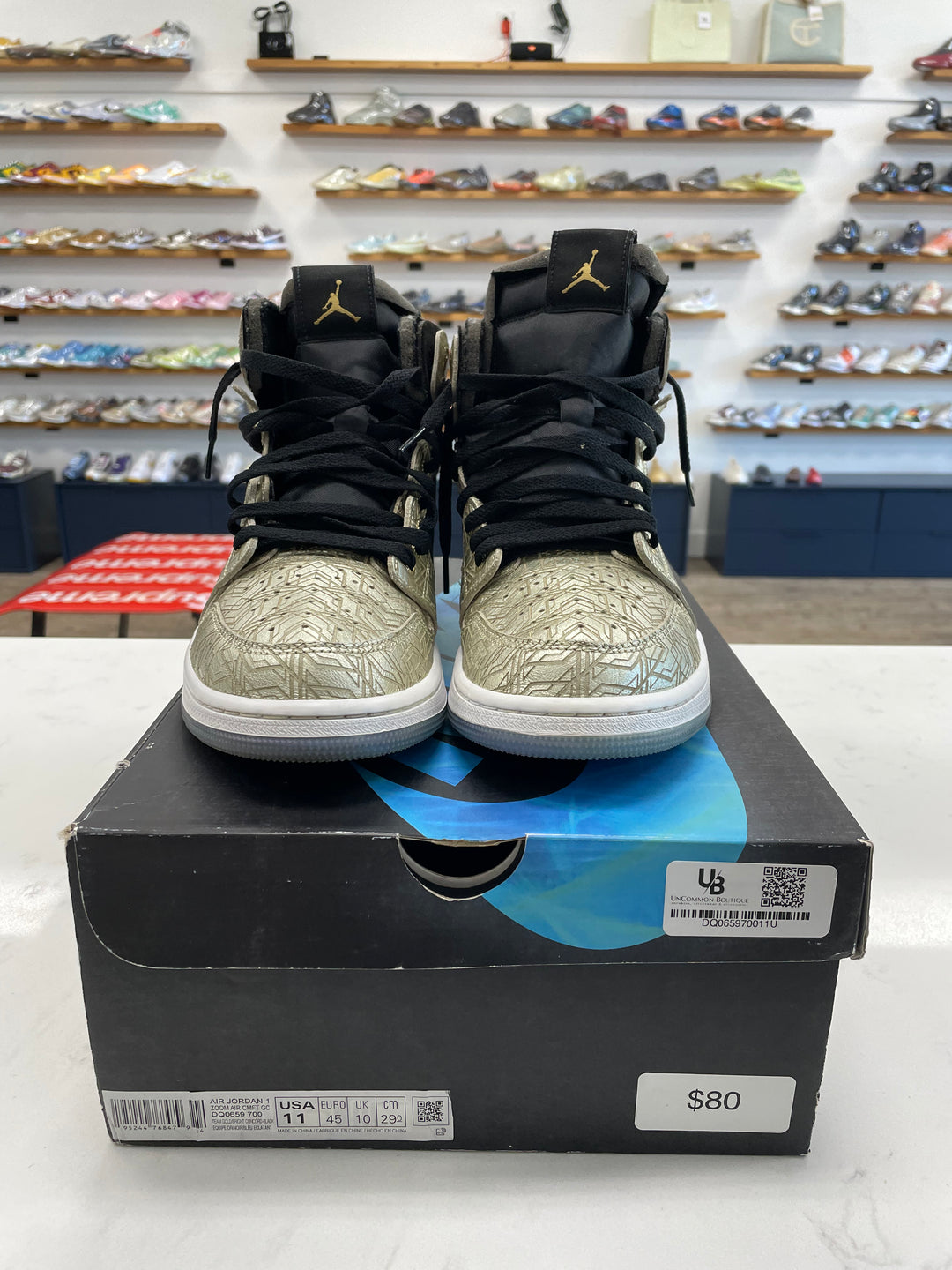 Jordan 1 High Zoom Air CMFT Gold Laser - Worn