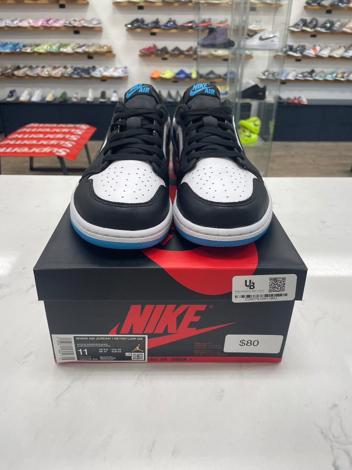 Jordan 1 Retro Low OG Black Dark Powder Blue (Women's) - Worn