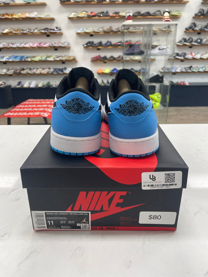 Jordan 1 Retro Low OG Black Dark Powder Blue (Women's) - Worn