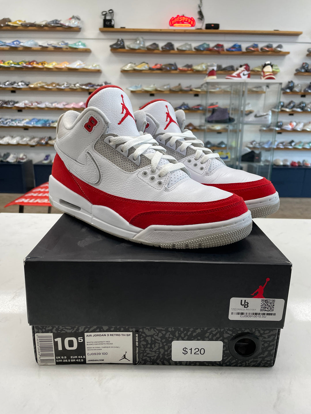 Jordan 3 Retro Tinker White University Red - Worn