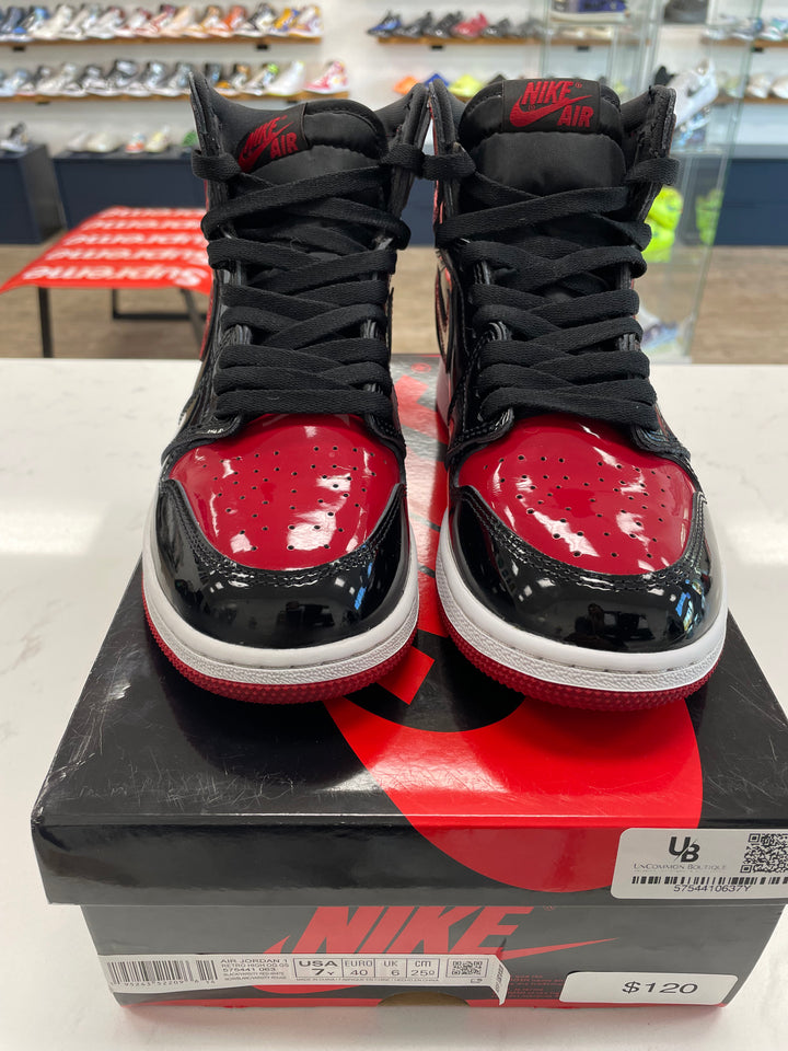 Jordan 1 Retro High OG Patent Bred (GS) - Worn