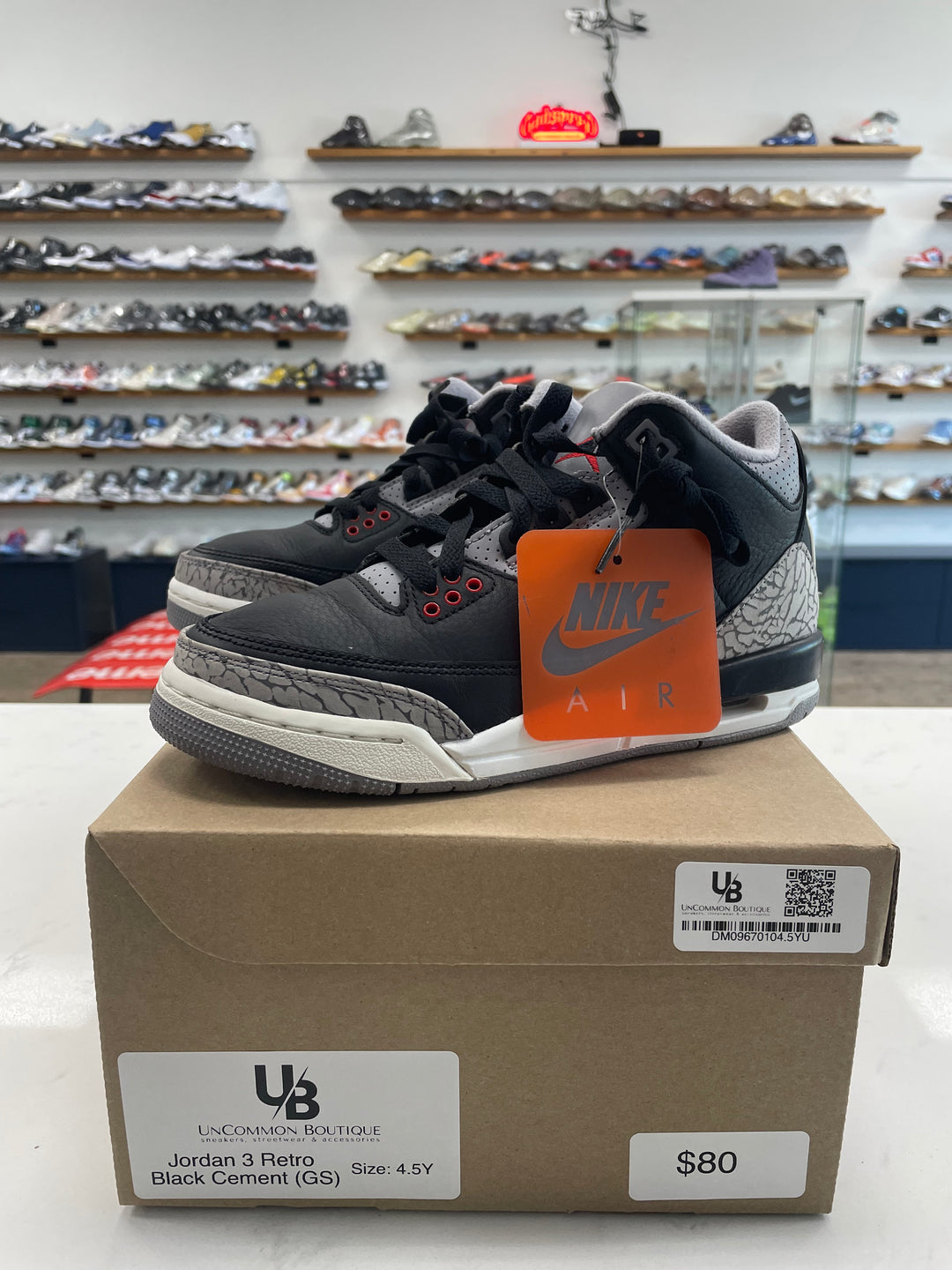 Jordan 3 Retro Black Cement (GS) - Worn