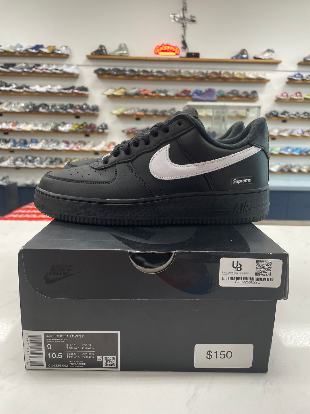 Nike Air Force 1 Low Supreme Black White - Worn