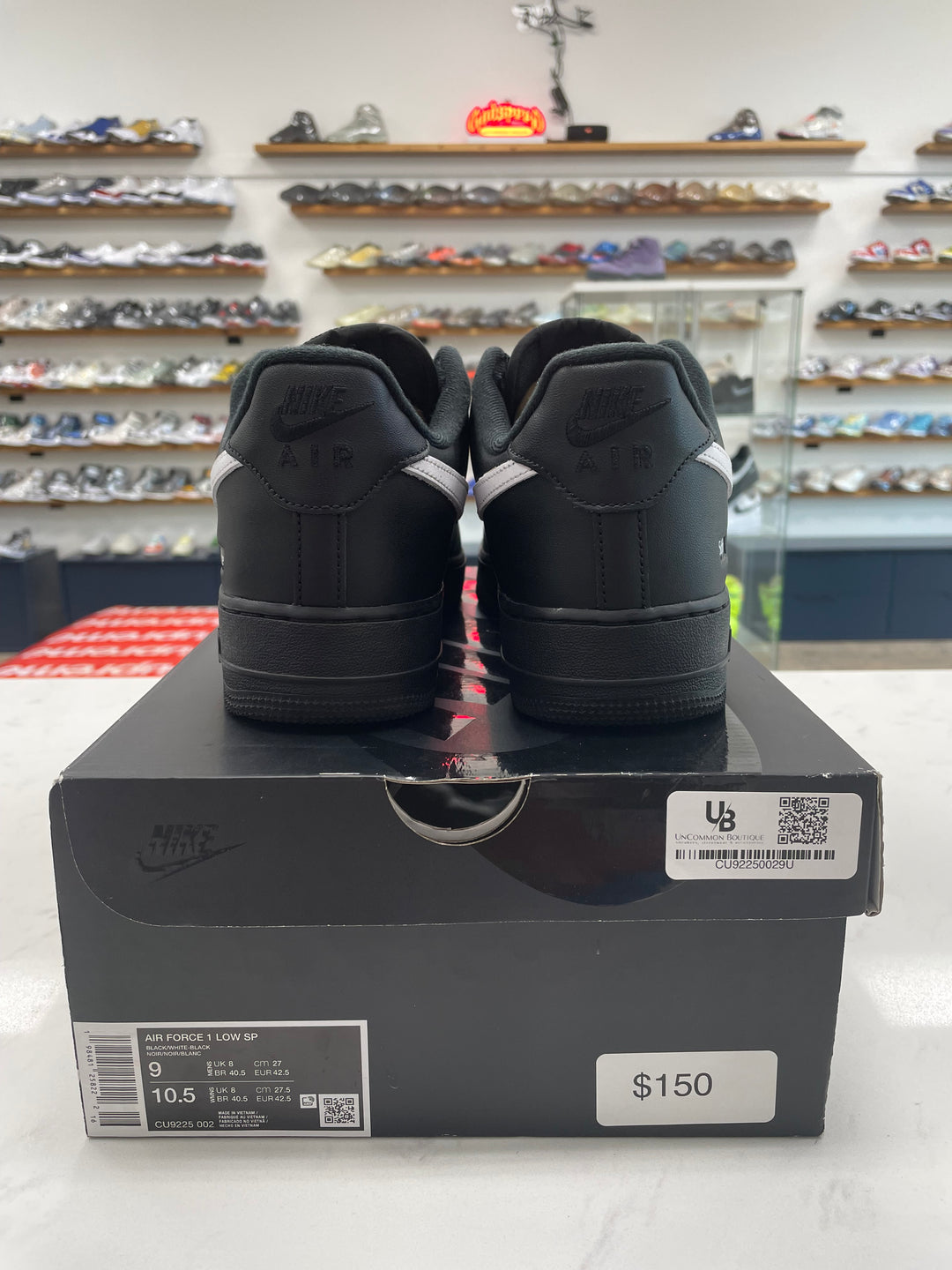 Nike Air Force 1 Low Supreme Black White - Worn