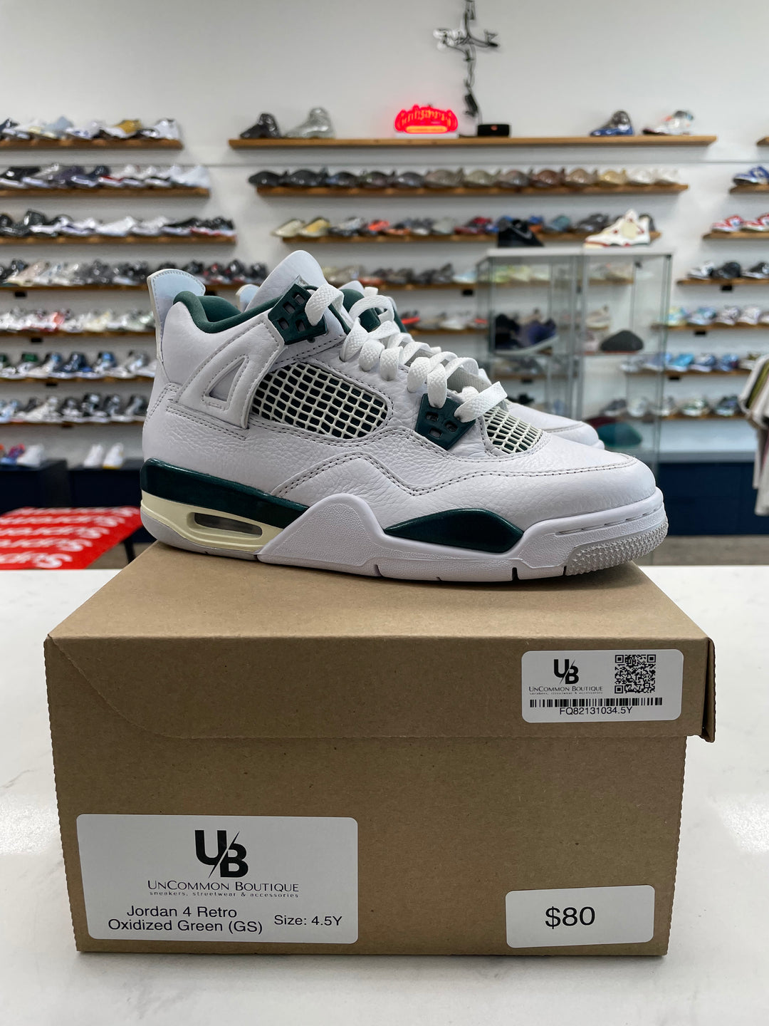 Jordan 4 Retro Oxidized Green (GS) - Worn