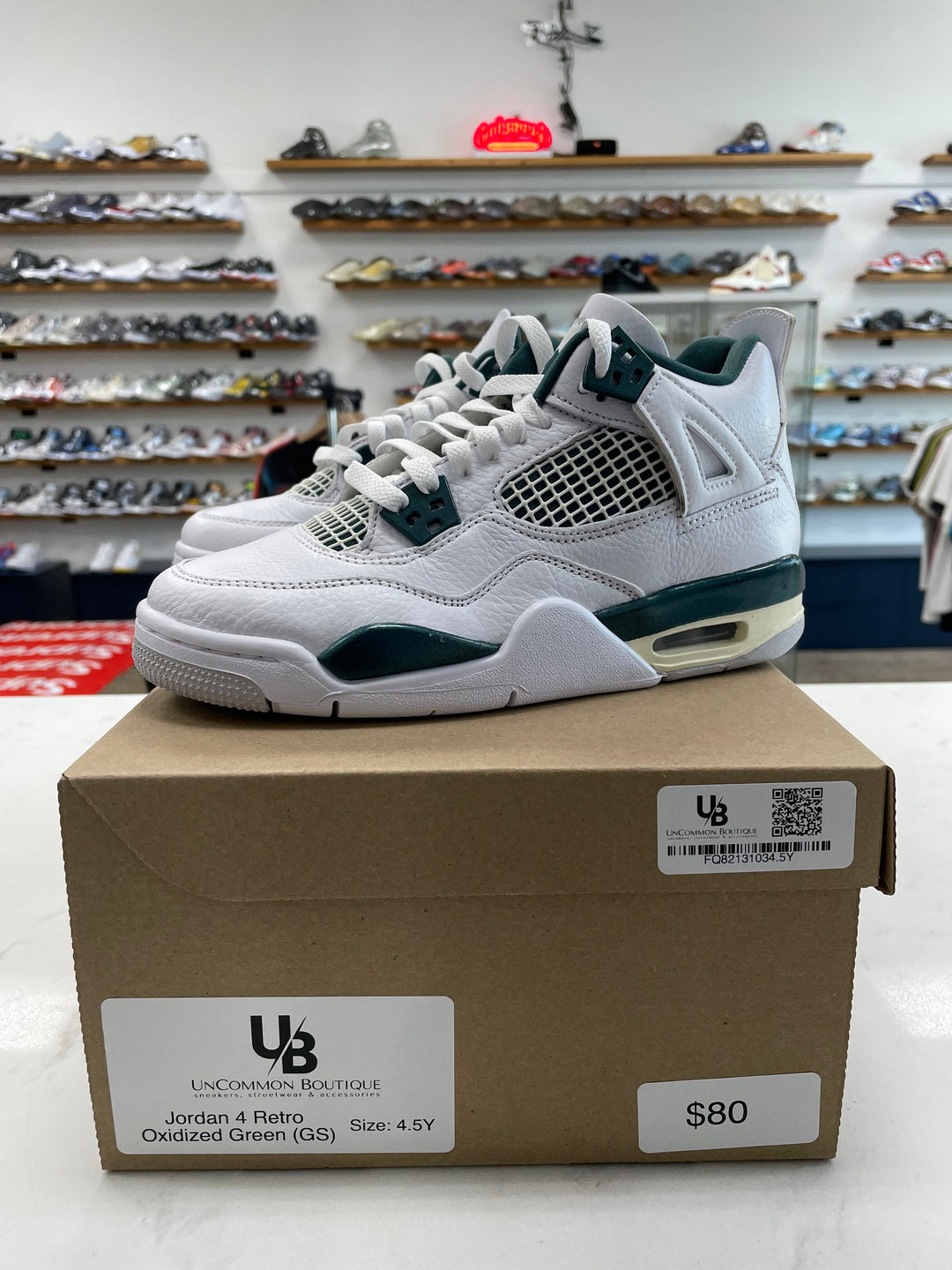 Jordan 4 Retro Oxidized Green (GS) - Worn