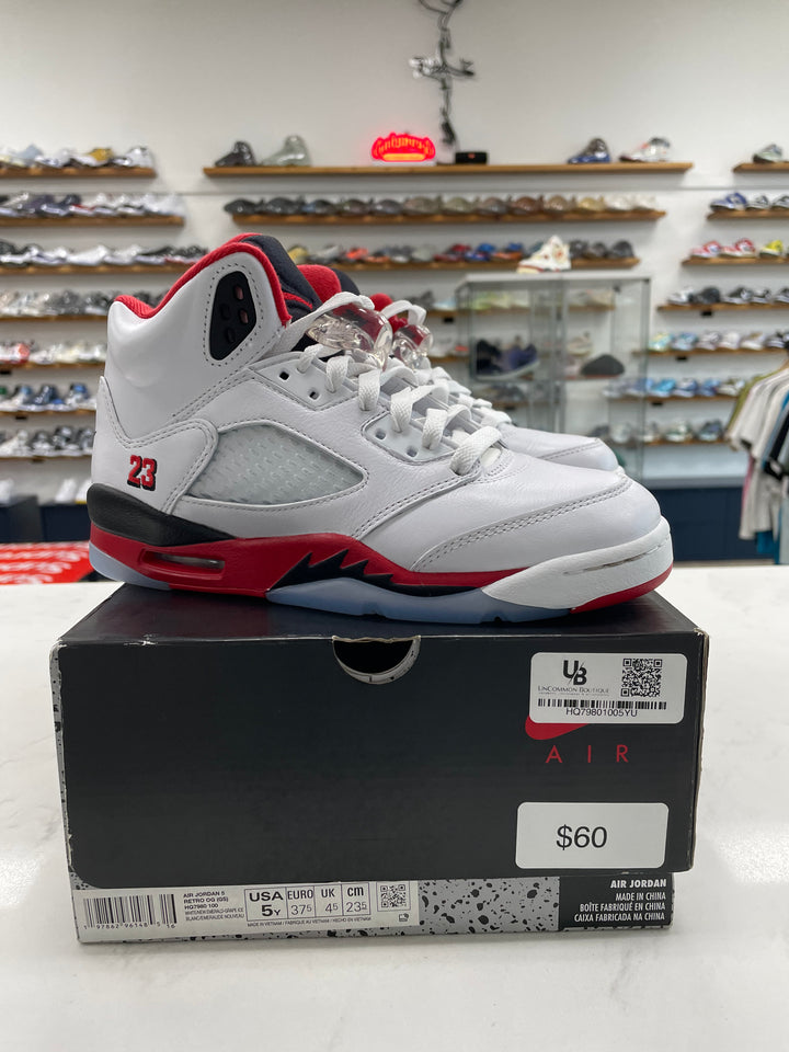 Jordan 5 Retro Fire Red Black Tongue (2025) (GS) - Worn