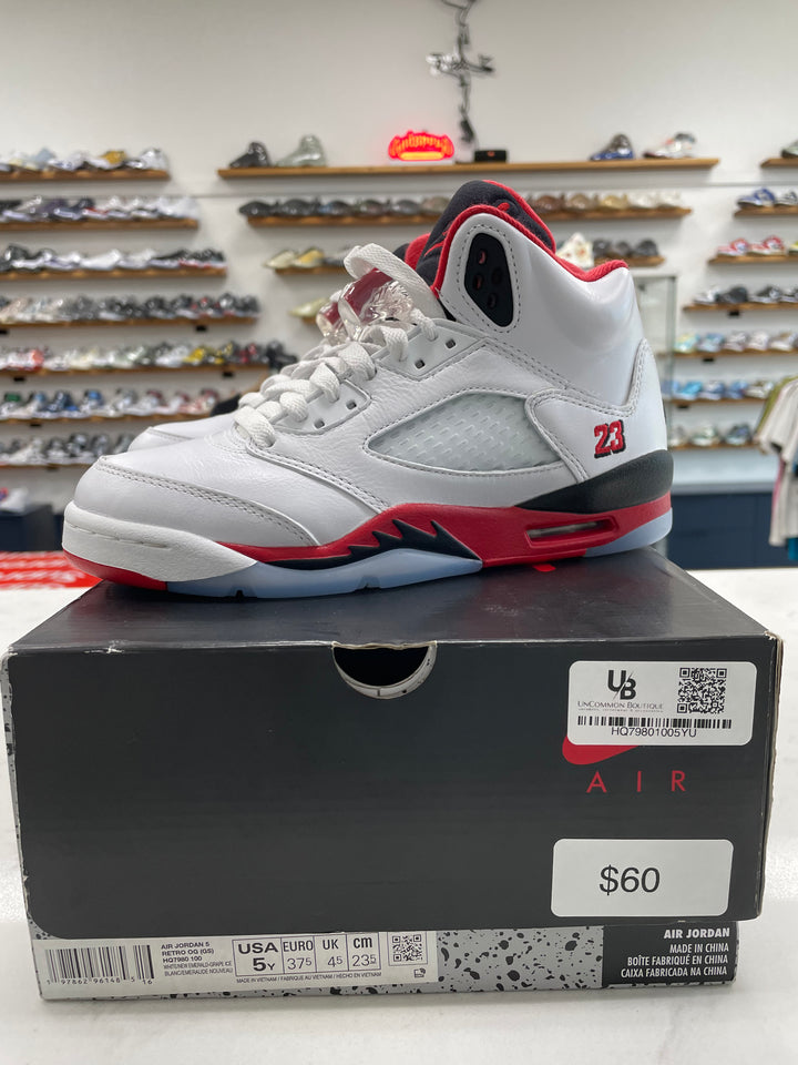 Jordan 5 Retro Fire Red Black Tongue (2025) (GS) - Worn