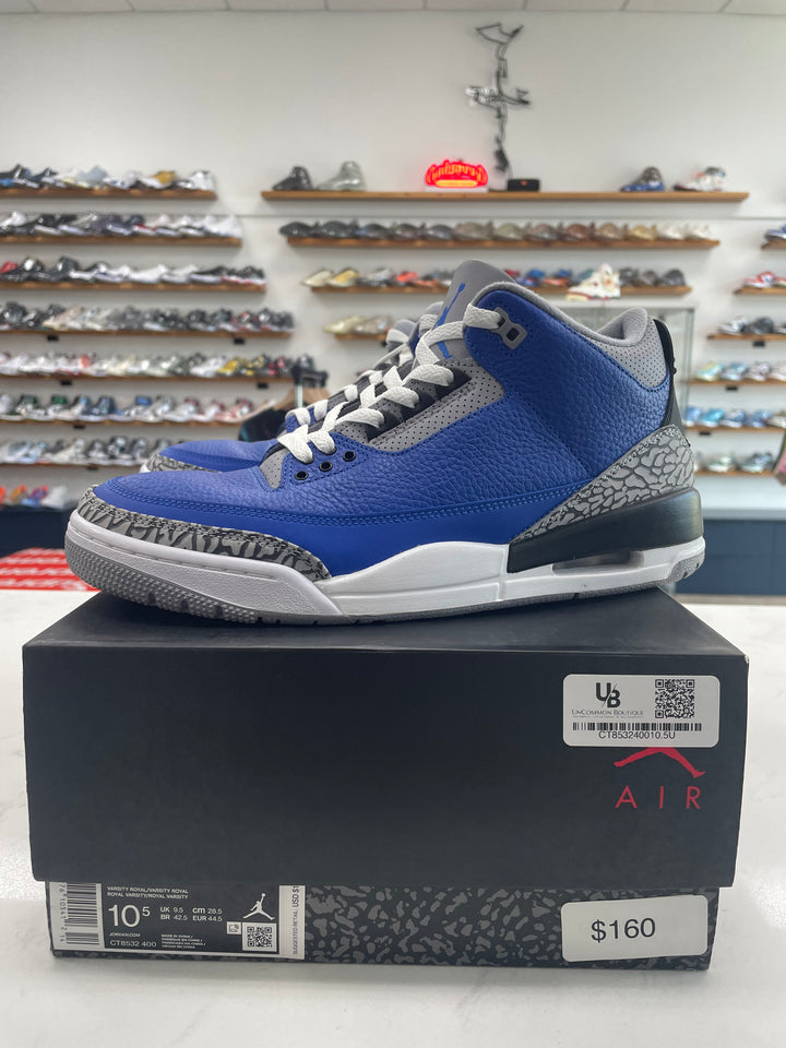 Jordan 3 Retro Varsity Royal Cement - Worn