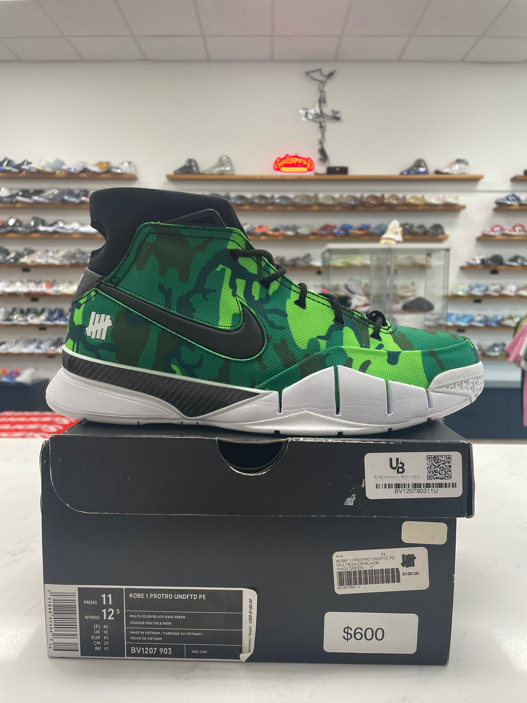 Nike Kobe 1 Protro Undefeated Green Camo (Silver Lake) - Worn