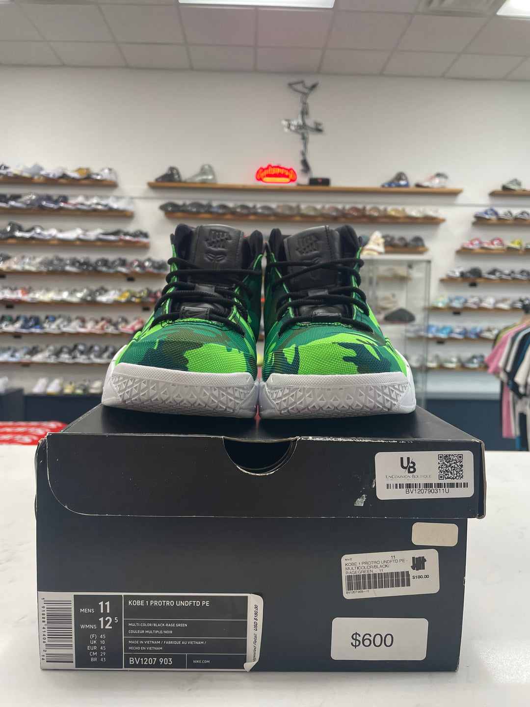 Nike Kobe 1 Protro Undefeated Green Camo (Silver Lake) - Worn