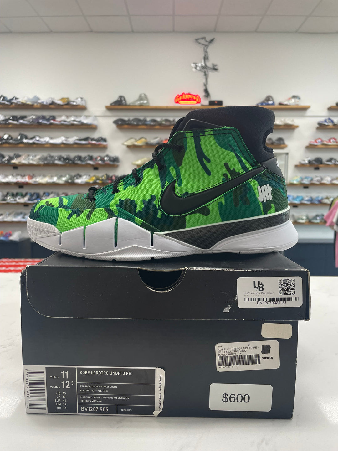 Nike Kobe 1 Protro Undefeated Green Camo (Silver Lake) - Worn
