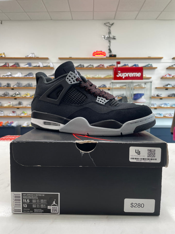 Jordan 4 Retro SE Black Canvas - Worn