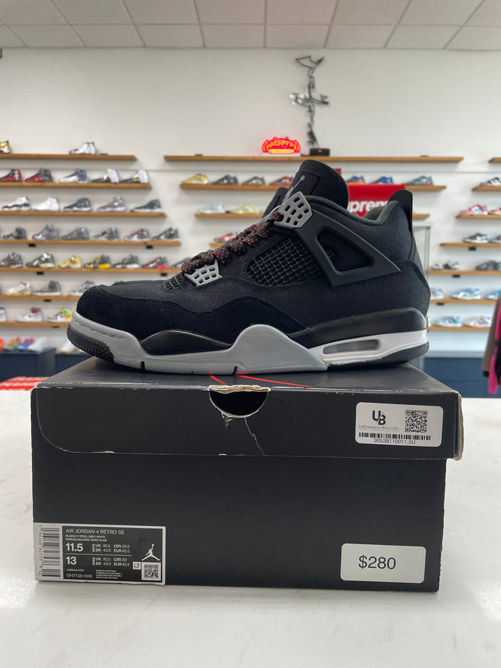 Jordan 4 Retro SE Black Canvas - Worn
