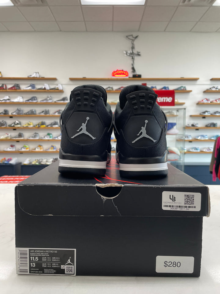 Jordan 4 Retro SE Black Canvas - Worn