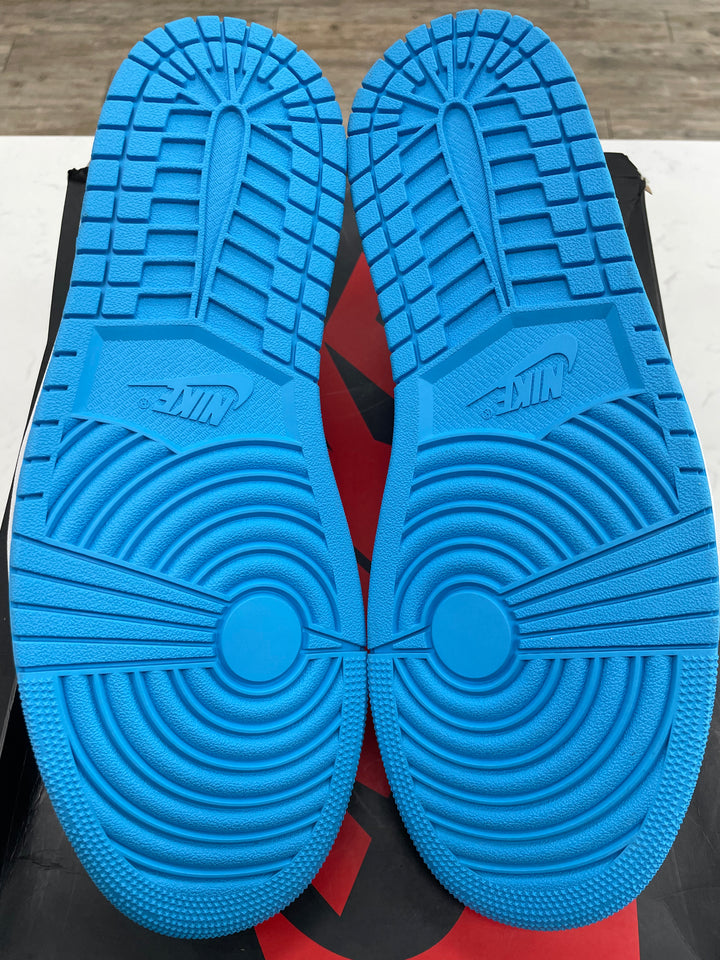 Jordan 1 Retro Low OG Black Dark Powder Blue - Worn
