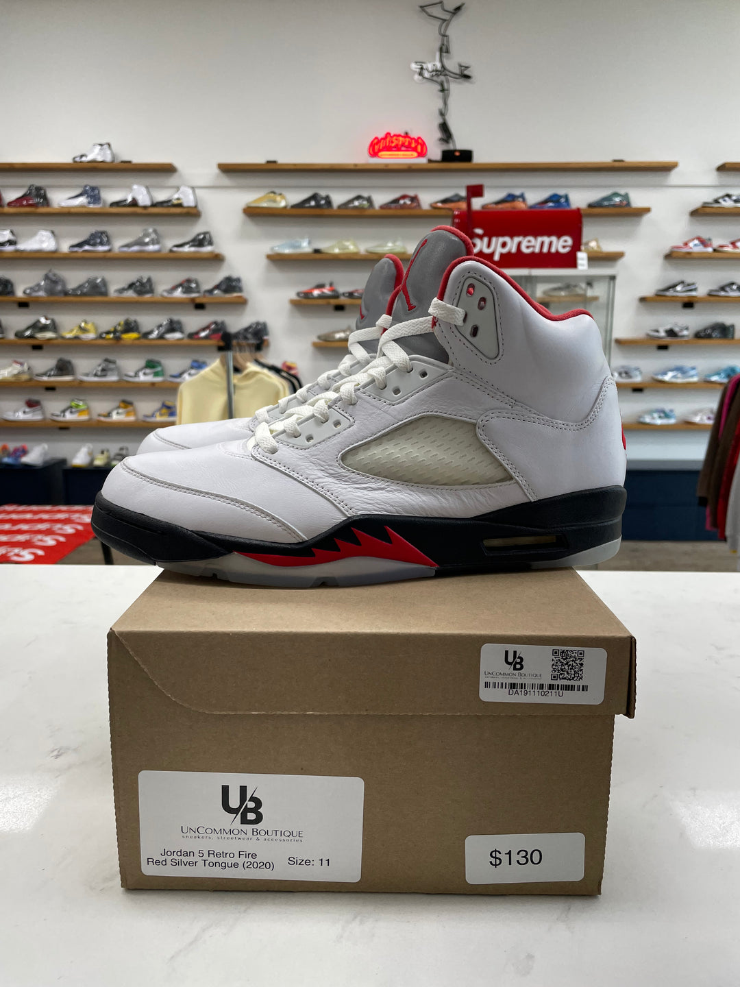 Jordan 5 Retro Fire Red Silver Tongue (2020) - Worn