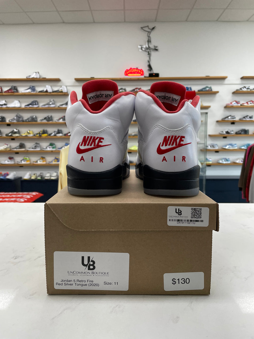 Jordan 5 Retro Fire Red Silver Tongue (2020) - Worn
